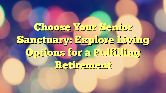 Choose Your Senior Sanctuary: Explore Living Options for a Fulfilling Retirement